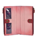 Leather Hand Painted Two Fold Wallet - Snowy Cardinal (1171)