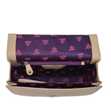 Leather Hand Painted Flap Crossbody - Flower Garden Almond (694)